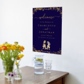 Dinosaur Wedding Welcome Navy Blue Gold Folie Afdrukken (Laag (Keuken))