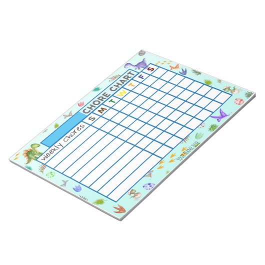 Dinosaur Weekly Chore Chart Custom Notitieblok (Schuin)