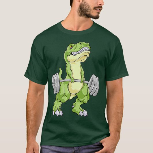 Dinosaur Weightlift T Rex Fitness Gym Workout T-shirt (Voorkant)