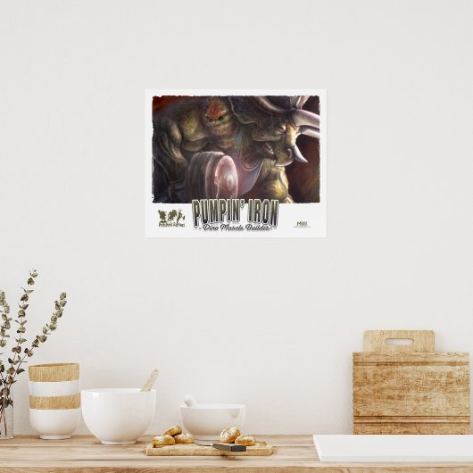 Dinosaur Weightlifter Poster (Keuken)