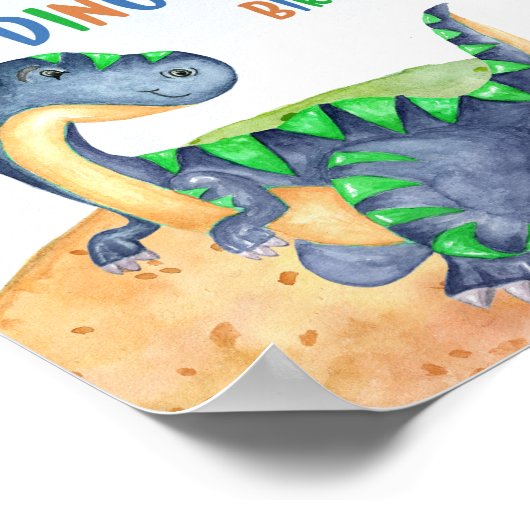 Dinosaur welkomstfeest poster Dino-partij (Hoek)