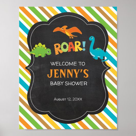 Dinosaur welkomstteken Baby shower Poster (Voorkant)