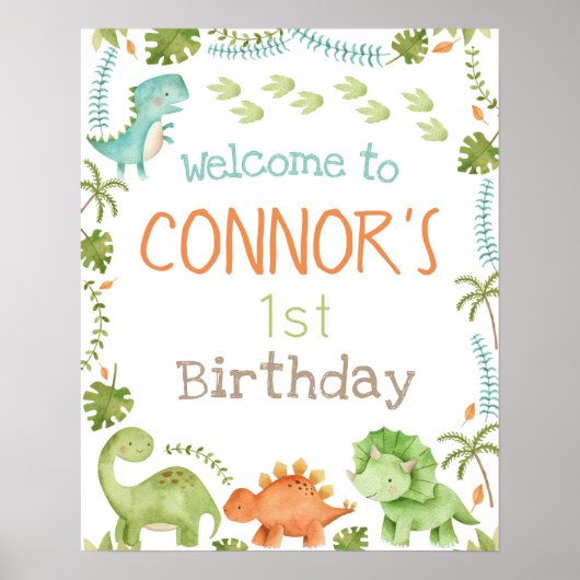 Dinosaur welkomstteken poster (Voorkant)