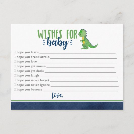 Dinosaur wenst Baby Briefkaart (Voorkant)