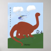 Dinosaur Whimsical Cartoon Art Poster (Voorkant)