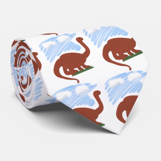 Dinosaur Whimsical Cartoon Art Stropdas (Opgerold)