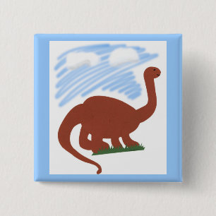Dinosaur Whimsical Cartoon Art Vierkante Button 5,1 Cm