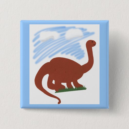 Dinosaur Whimsical Cartoon Art Vierkante Button 5,1 Cm (Voorkant)