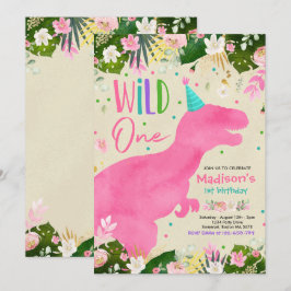 Dinosaur Wild Een verjaardag Roze Dinosaur Birthda Kaart