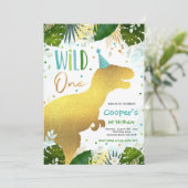 Dinosaur Wild One Birthday Boy Dinosaur Birthday Kaart (Staand voorkant)