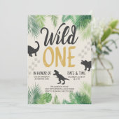 Dinosaur Wild One - First Birthday Kaart (Staand voorkant)