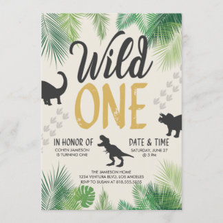 Dinosaur Wild One - First Birthday Kaart