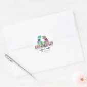 Dinosaur Wildflower Gay Wedding Ronde Sticker (Envelop)