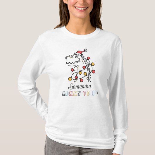 Dinosaur Winter Christmas Baby shower Mama To Be T-shirt (Voorkant)
