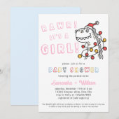 Dinosaur Winter Christmas Coed Girl Baby shower Kaart (Voorkant / Achterkant)