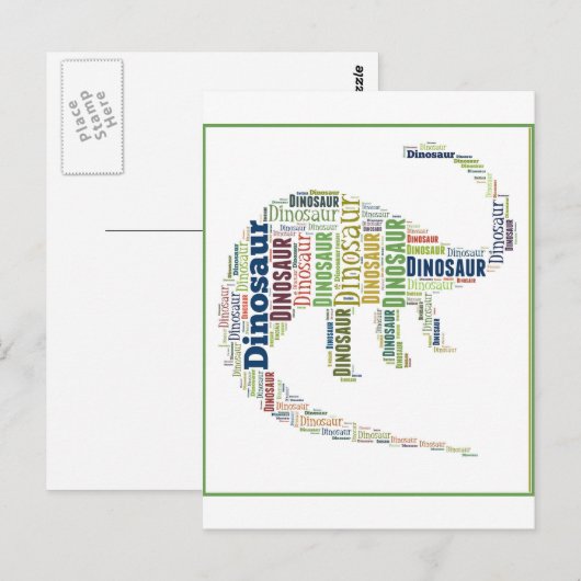 Dinosaur Word Art Briefkaart (Voorkant / Achterkant)