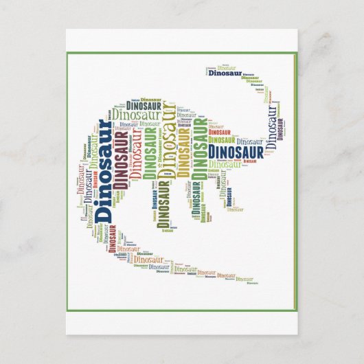 Dinosaur Word Art Briefkaart (Voorkant)