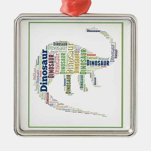 Dinosaur Word Art Metalen Ornament (Voorkant)