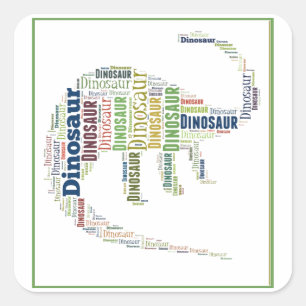 Dinosaur Word Art Vierkante Sticker