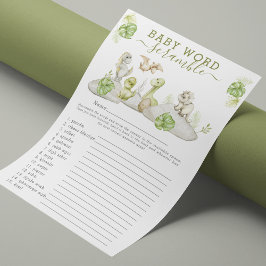 Dinosaur 'Word Scramble' Baby shower spel
