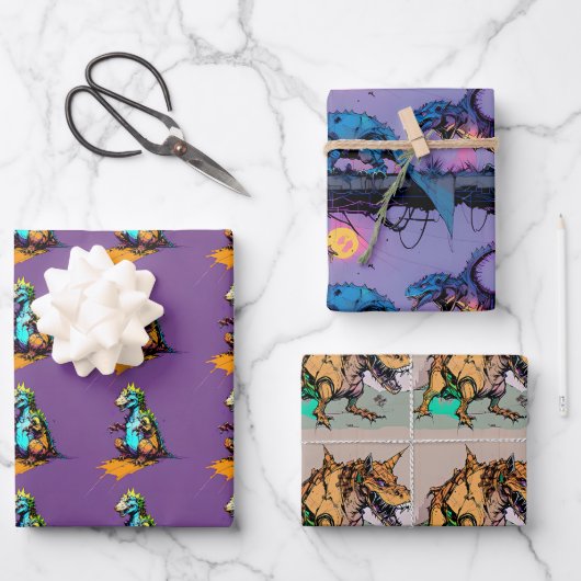 Dinosaur wrapping Paper - Abstracte Dino Gift Wrap (Voorkant)