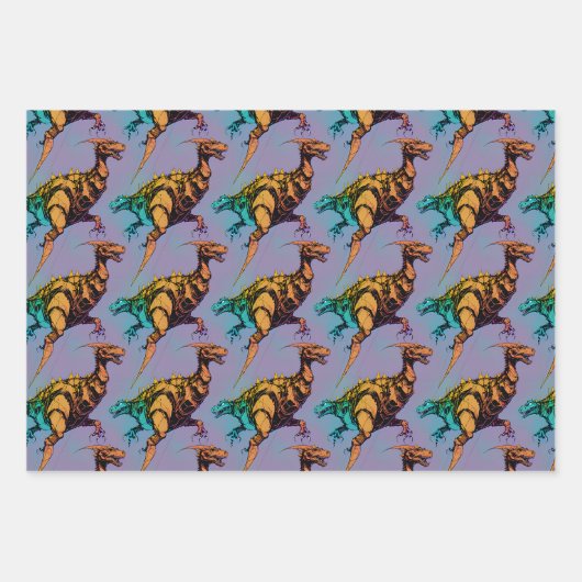 Dinosaur wrapping Paper - Abstracte Dinosaur Art (Voorkant 3)