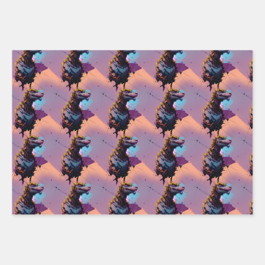 Dinosaur wrapping Paper - Abstracte Dinosaur Art (Voorkant 2)