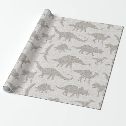Dinosaur wrapping Paper - Beige Cadeaupapier (Uitgerold)