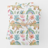 Dinosaur Wrapping Paper Flat Sheet Set of 3 (In situ)