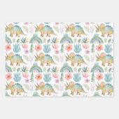 Dinosaur Wrapping Paper Flat Sheet Set of 3 (Voorkant)