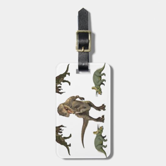 Dinosaur wrapppapier bagagelabel (Voorkant verticaal)