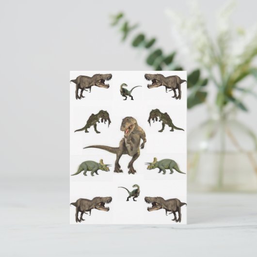 Dinosaur wrapppapier briefkaart (Staand voorkant)