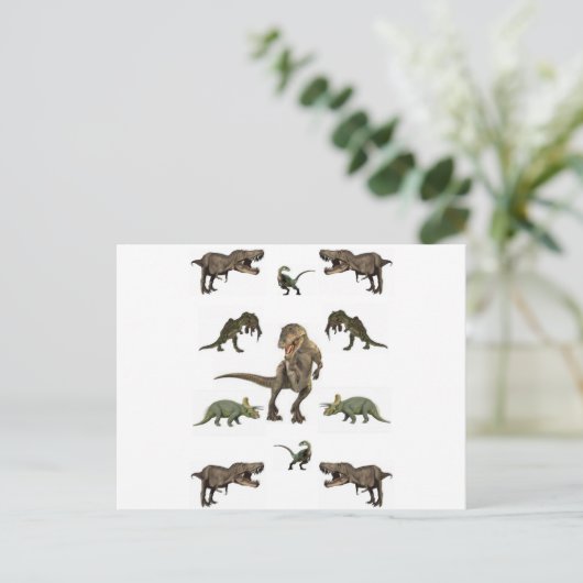 Dinosaur wrapppapier briefkaart (Staand voorkant)