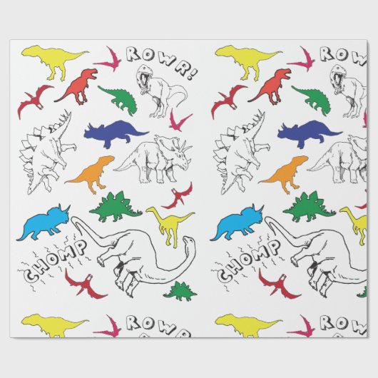 Dinosaur wrapppapier cadeaupapier (Vlak)