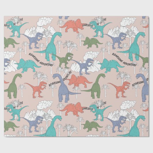 Dinosaur Wrapppapier Cadeaupapier (Vlak)