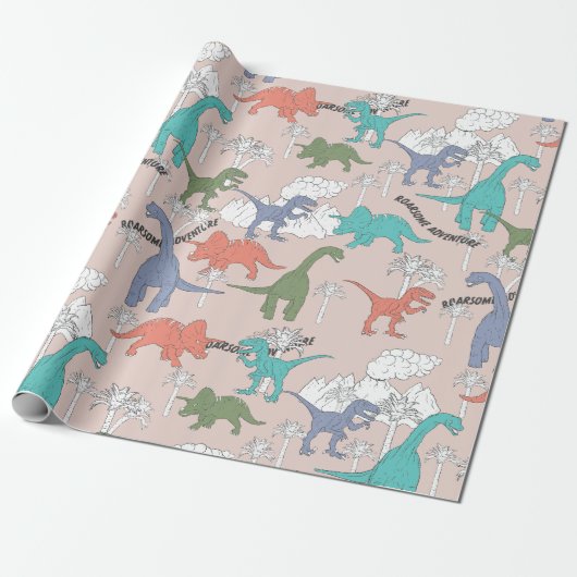 Dinosaur Wrapppapier Cadeaupapier (Uitgerold)