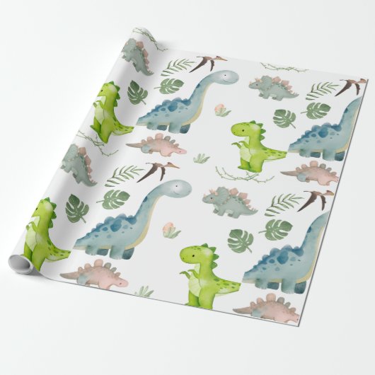 Dinosaur wrapppapier cadeaupapier (Uitgerold)