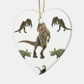 Dinosaur wrapppapier keramisch ornament (Links)