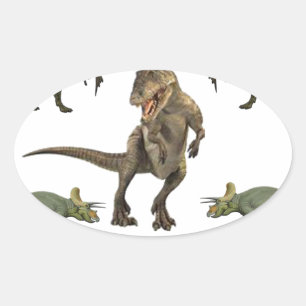 Dinosaur wrapppapier ovale sticker