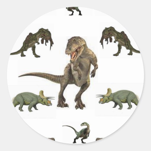 Dinosaur wrapppapier ronde sticker (Voorkant)
