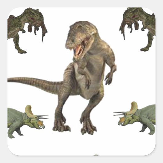 Dinosaur wrapppapier vierkante sticker (Voorkant)