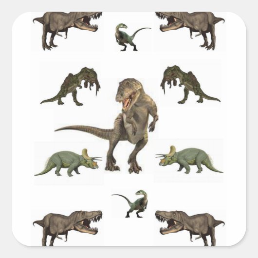 Dinosaur wrapppapier vierkante sticker (Voorkant)
