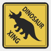 Dinosaur Xing Vierkante Sticker (Voorkant)