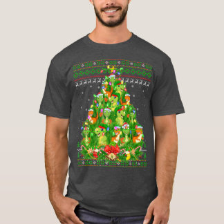 Dinosaur Xmas Lighting Tree Santa Dinosaur Ugly Ch T-shirt