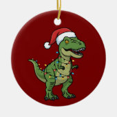 Dinosaur Xmas Lights Holiday Spirit Festive Dino Keramisch Ornament (Voorkant)