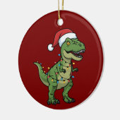 Dinosaur Xmas Lights Holiday Spirit Festive Dino Keramisch Ornament (Links)
