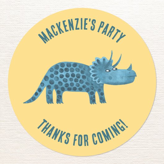 Dinosaur Yellow Party Bedankt Ronde Sticker