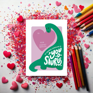 Dinosaur "You-o-saurus" Klaslokaal Valentijnse Kaa Notitiekaartje