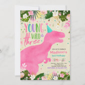 Dinosaur Young Wild and Free Dinosaur Birthday Kaart (Voorkant)