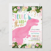 Dinosaur Young Wild and Free Dinosaur Birthday Kaart (Voorkant)